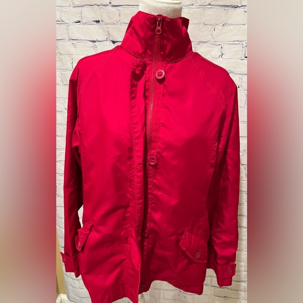 Land's End Red Full Zip And Button Lighweight Jacket Coat Womens Size XL/18